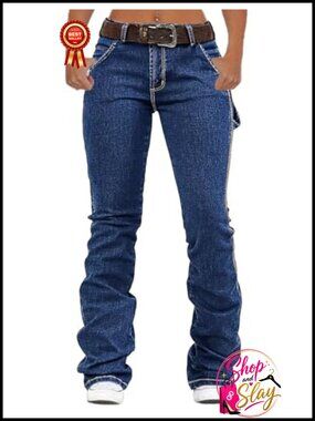 Low Rise Boot Cut Stretch Denim Jeans Butt Lifting Western Pants
